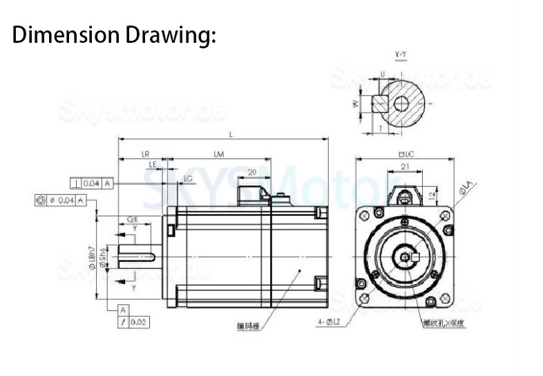 100W DC Servomotoren 60ASM100 36V 4,0A 0,318N.m 3000 U/min 60 x 60mm